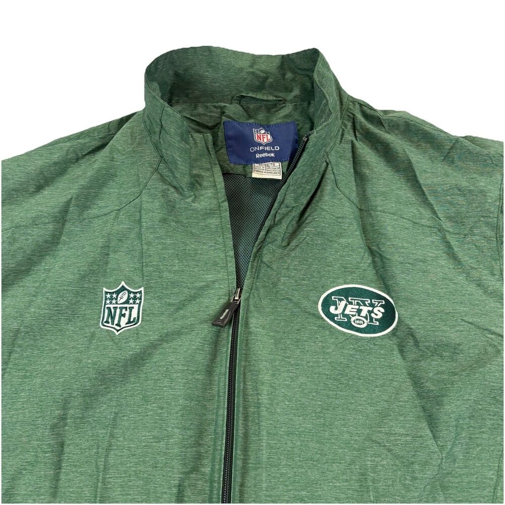 New York Jets NFL Reebok On Field Lightweight Jacket Full Zip Mens XL Green NWOT